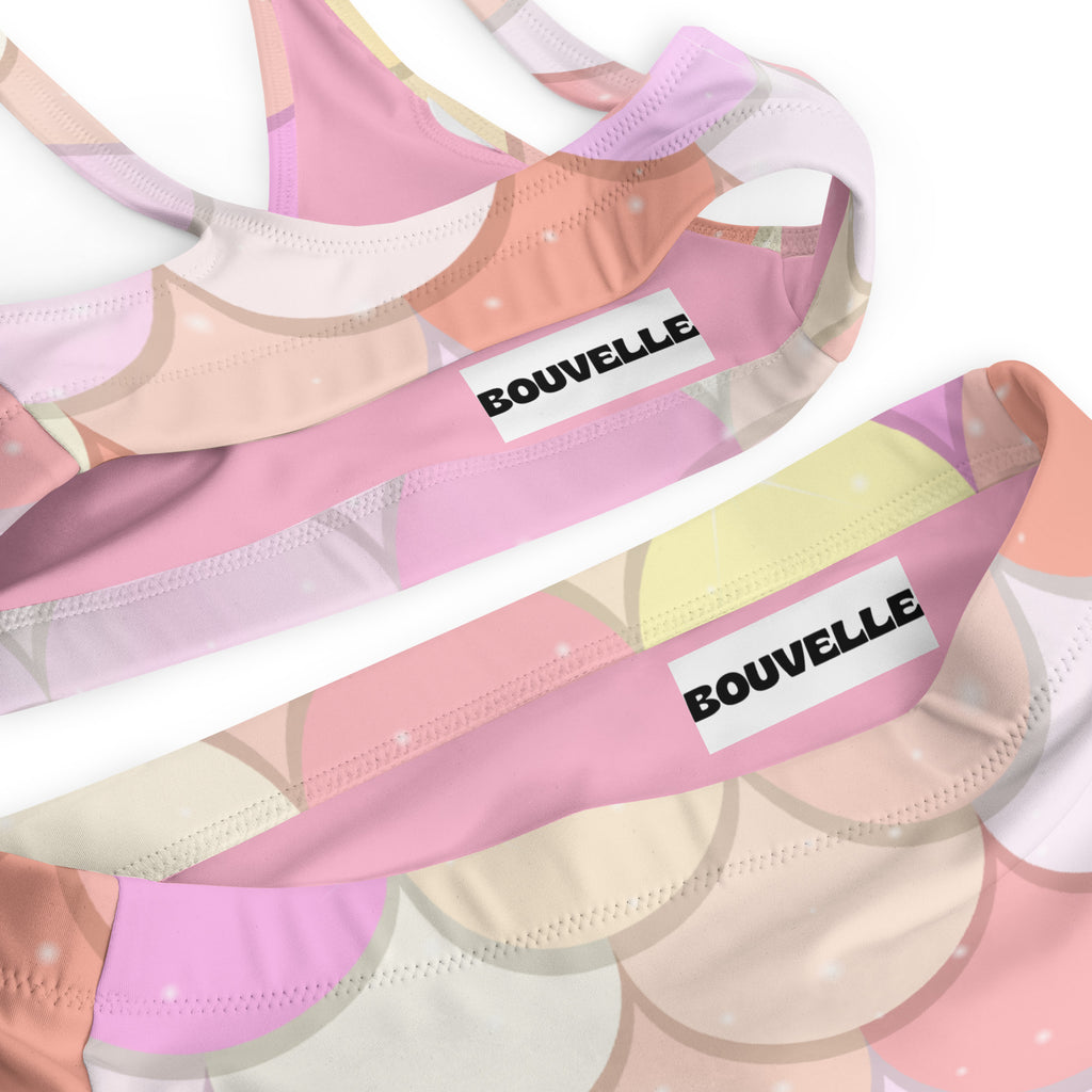 Women's Pink Mermaid Recycled Bikini - Removable Padding, Buttery Soft Quick-Drying UPF 50+ Fabric