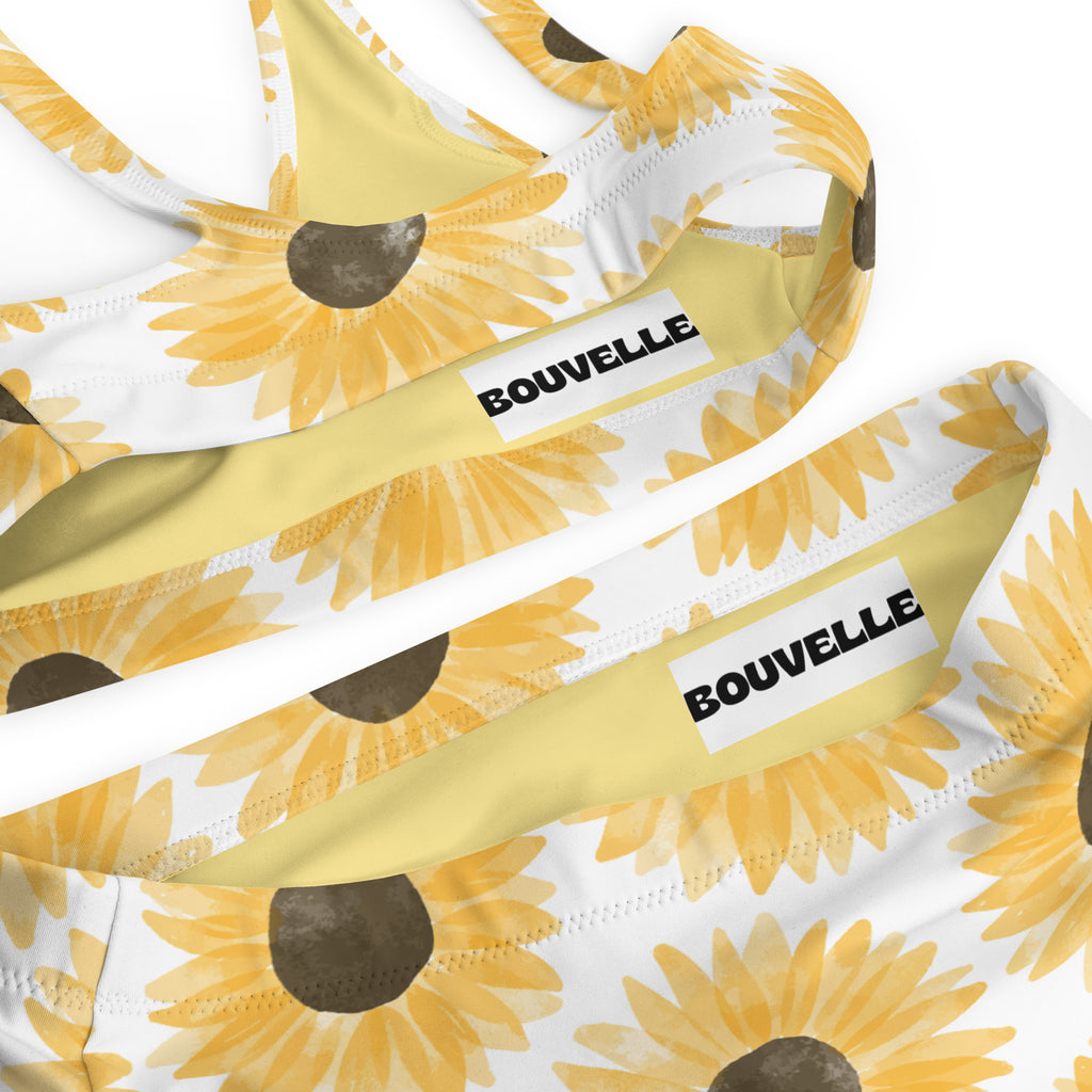 Women's Sunflower Recycled Bikini - Removable Padding, Buttery Soft Quick-Drying UPF 50+ Fabric