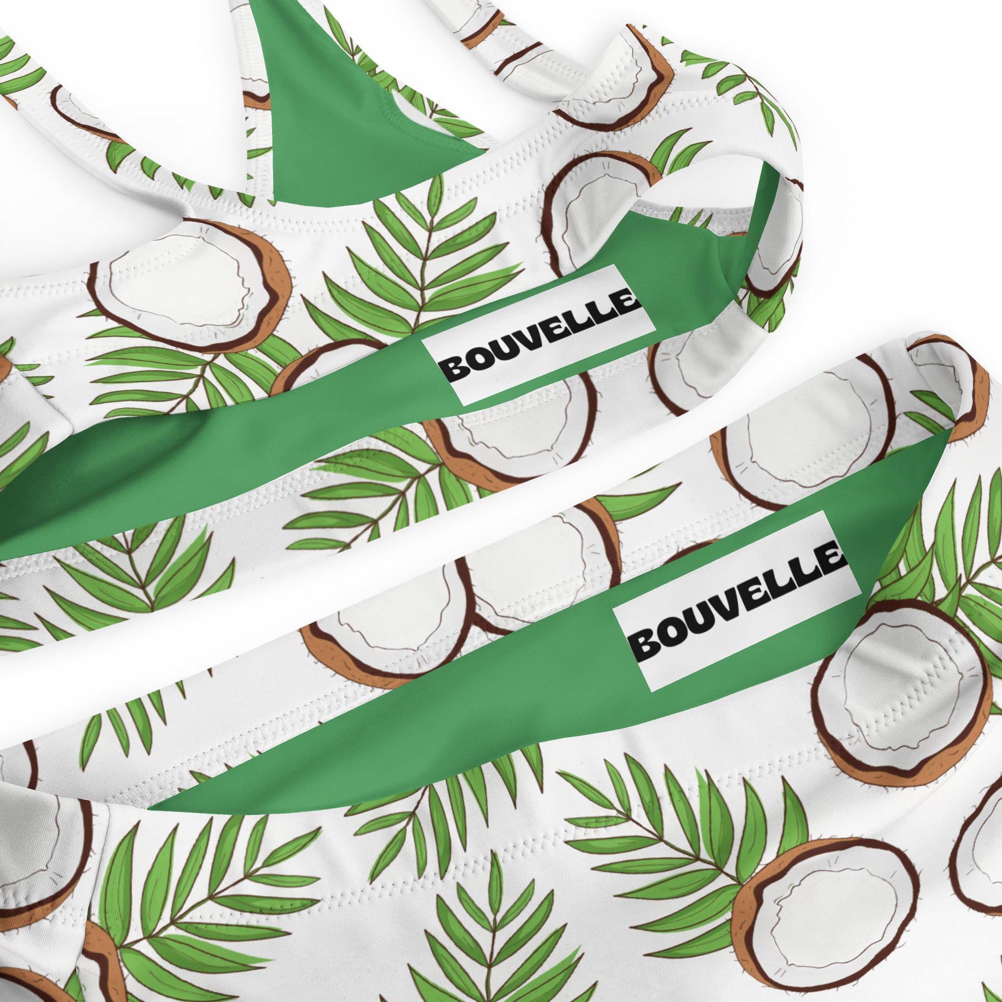 Women's Coconut Palm Leaf Recycled Bikini - Removable Padding, Buttery Soft Quick-Drying UPF 50+ Fabric