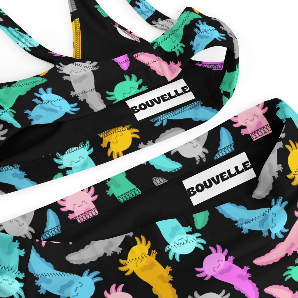Women's Colorful Axolotl Recycled Bikini - Removable Padding, Buttery Soft Quick-Drying UPF 50+ Fabric