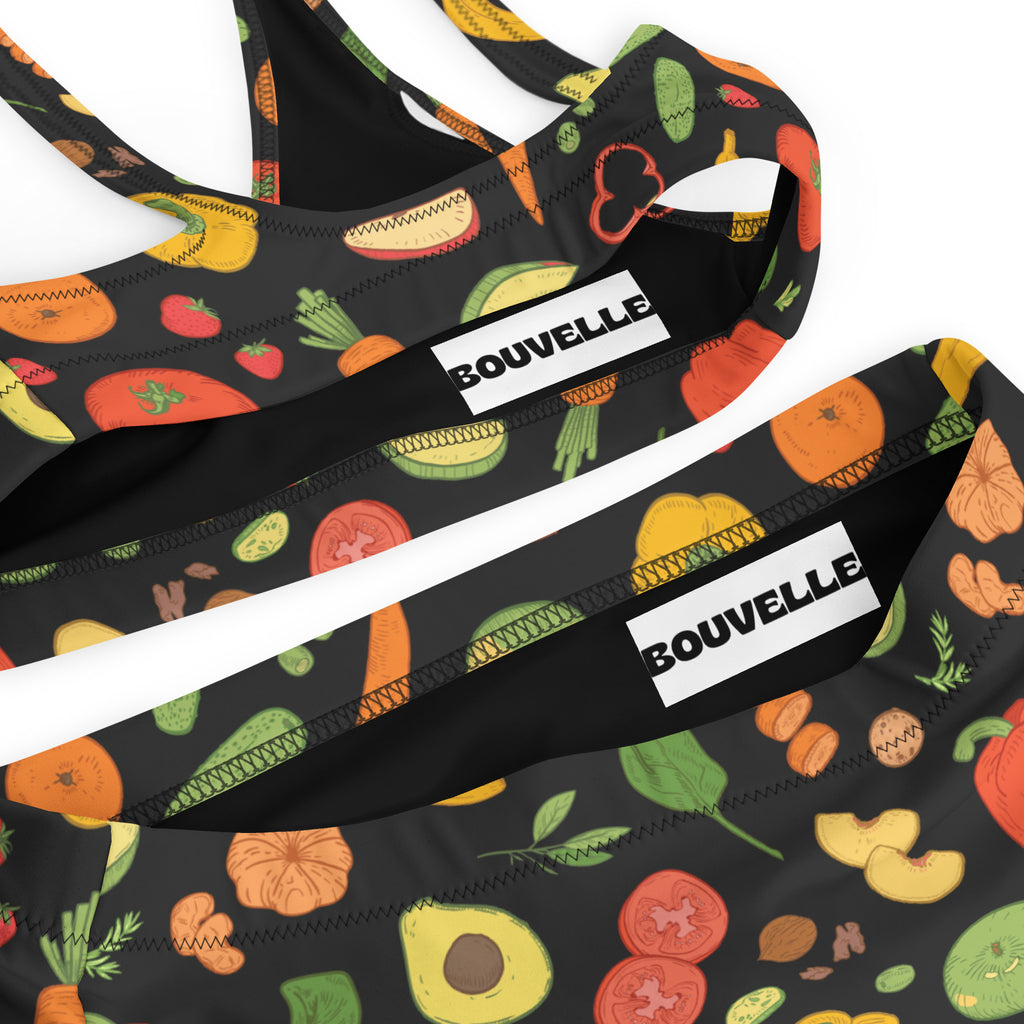 Women's Fruit & Veggie Recycled Bikini - Removable Padding, Buttery Soft Quick-Drying UPF 50+ Fabric