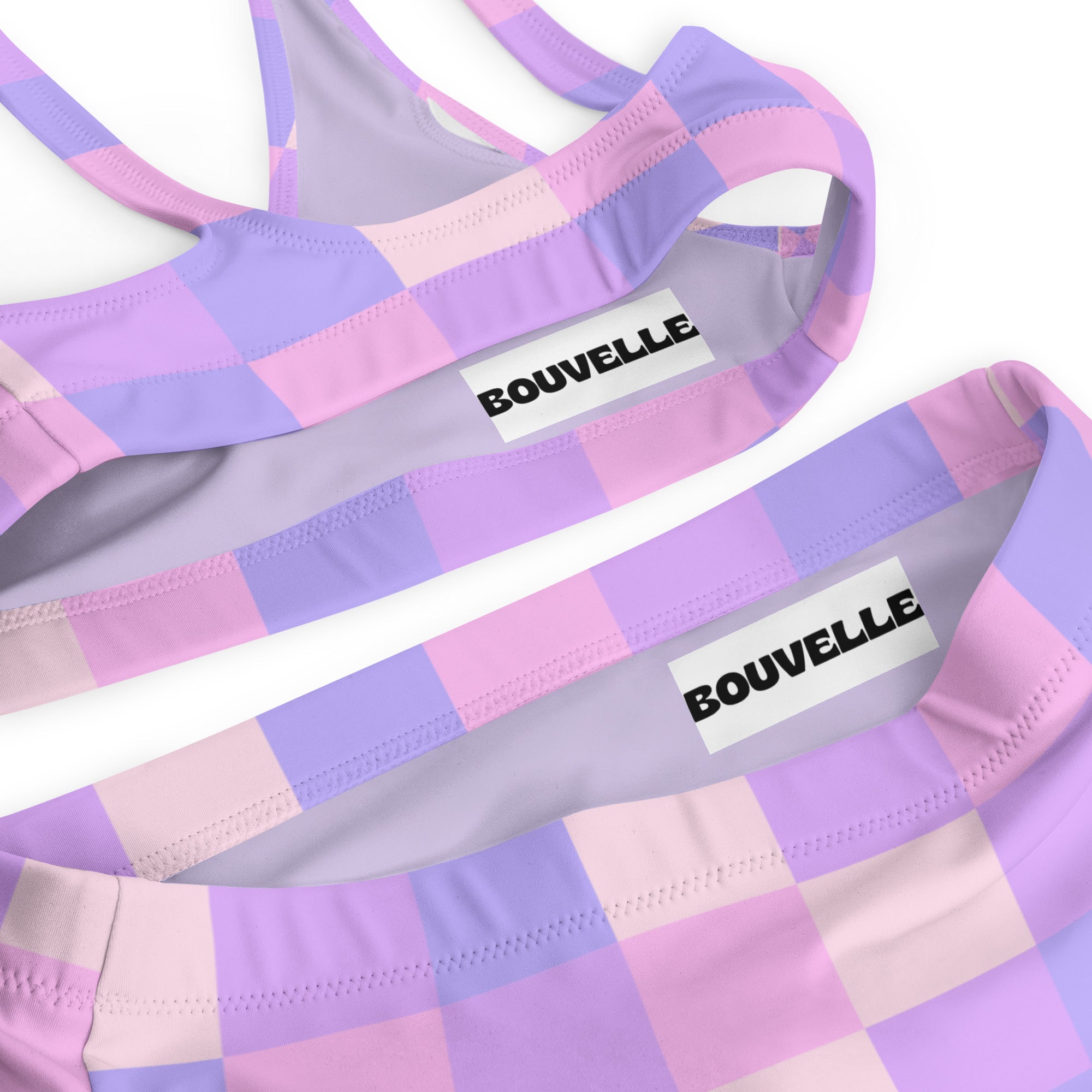 Women's Purple Gingham Recycled Bikini - Removable Padding, Buttery Soft Quick-Drying UPF 50+ Fabric