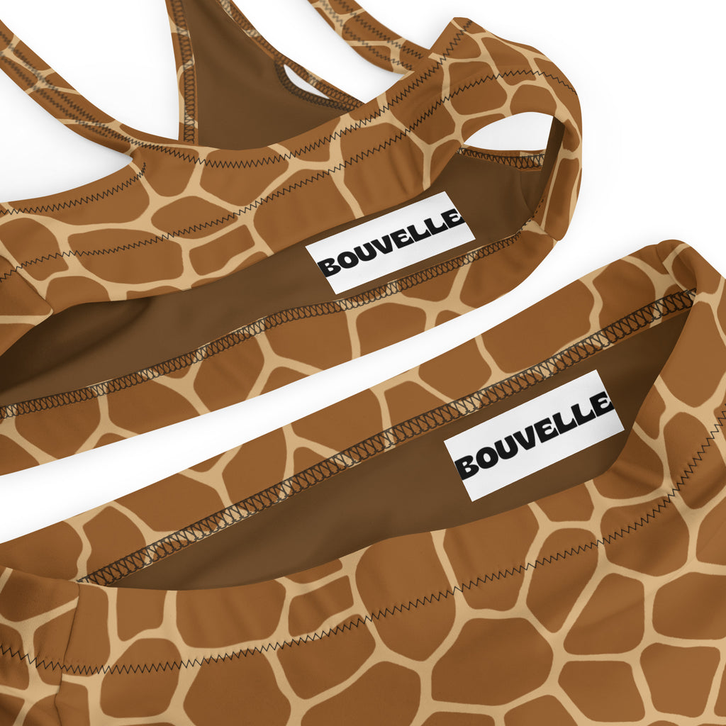 Women's Giraffe Print Recycled Bikini - Removable Padding, Buttery Soft Quick-Drying UPF 50+ Fabric