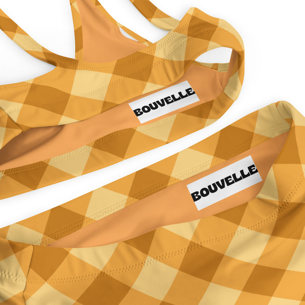 Women's Golden Gingham Recycled Bikini - Removable Padding, Buttery Soft Quick-Drying UPF 50+ Fabric