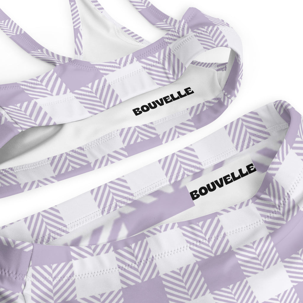 Women's Pastel Purple Gingham Recycled Bikini - Removable Padding, Buttery Soft Quick-Drying UPF 50+ Fabric