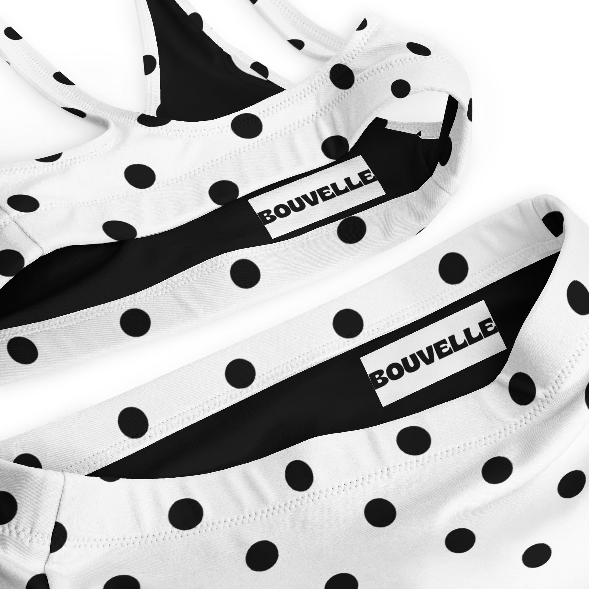Women's White Polka Dot Recycled Bikini - Removable Padding, Buttery Soft Quick-Drying UPF 50+ Fabric