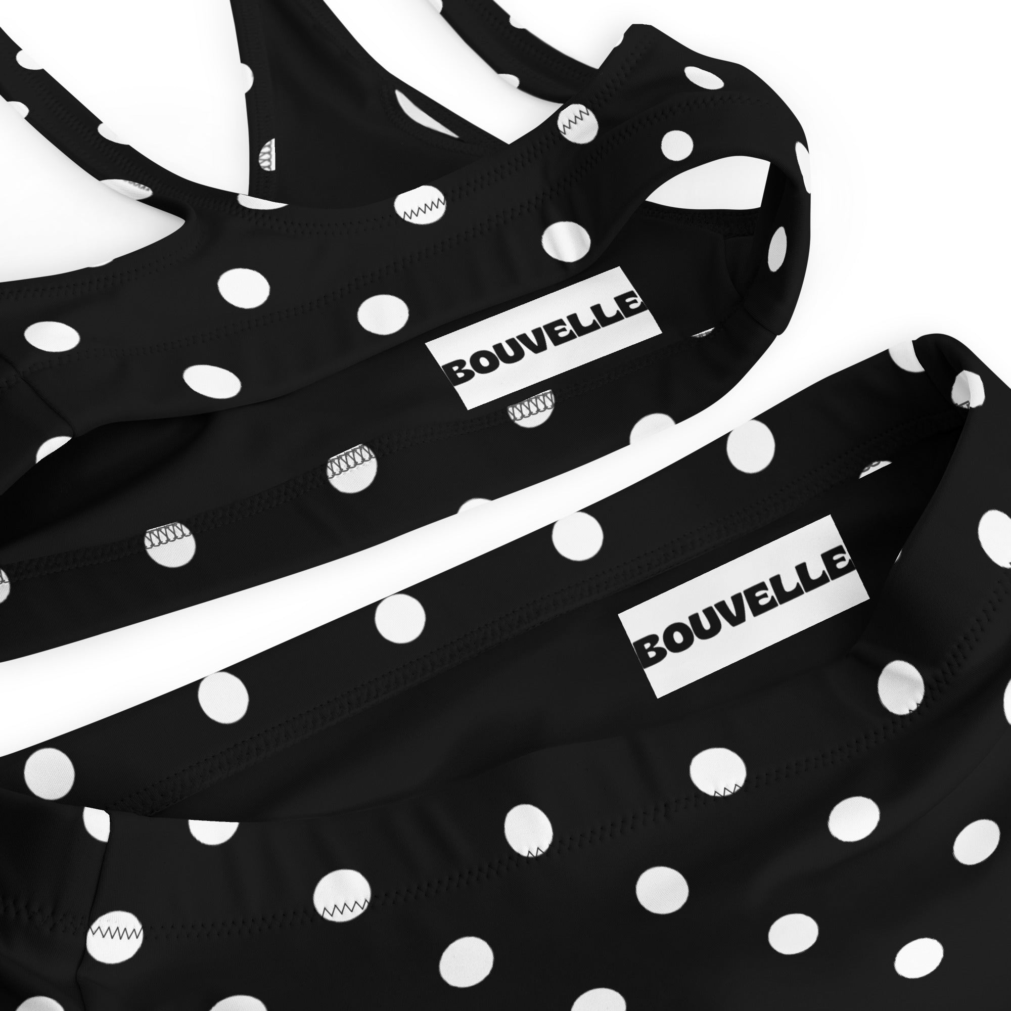 Women's Black Polka Dot Recycled Bikini - Removable Padding, Buttery Soft Quick-Drying UPF 50+ Fabric