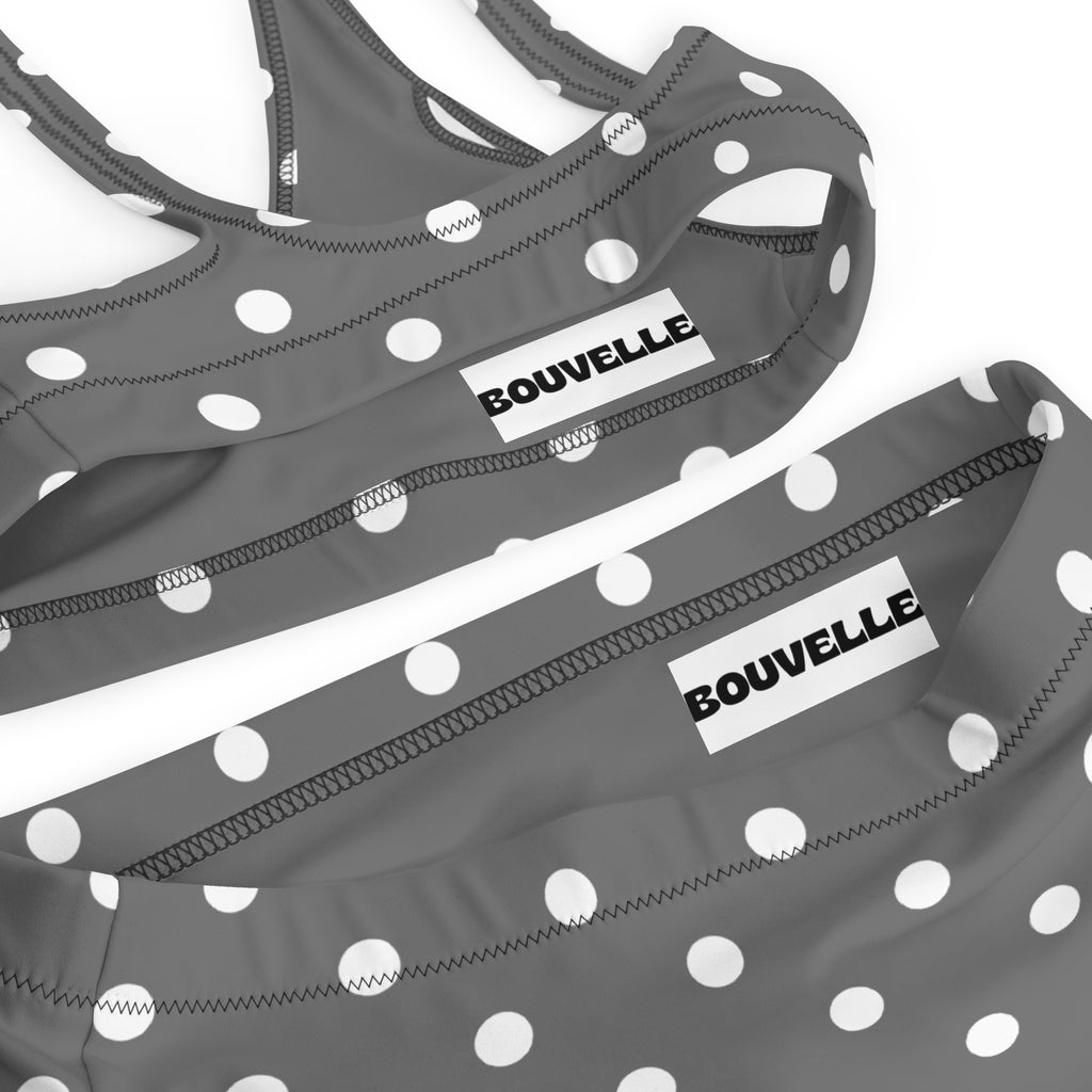 Women's Gray Polka Dot Recycled Bikini - Removable Padding, Buttery Soft Quick-Drying UPF 50+ Fabric