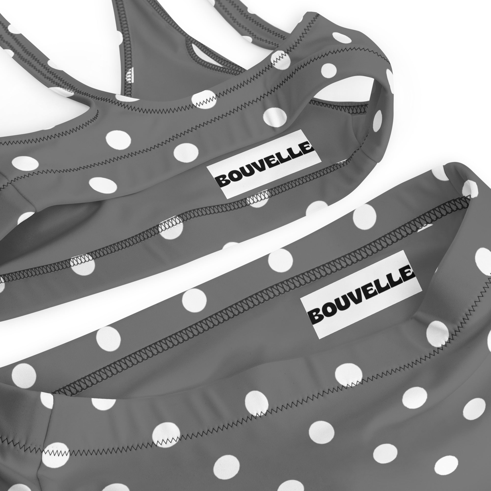 Women's Gray Polka Dot Recycled Bikini - Removable Padding, Buttery Soft Quick-Drying UPF 50+ Fabric