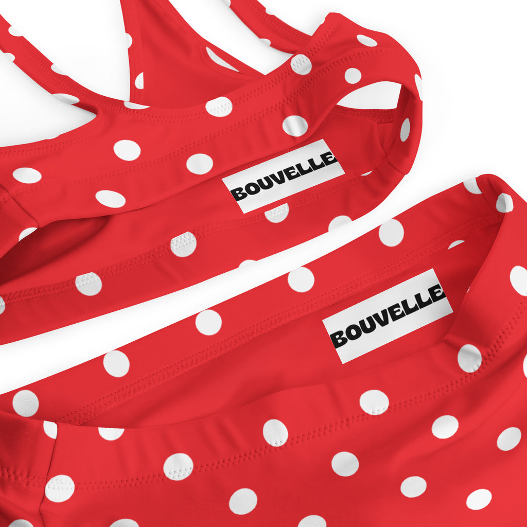 Women's Red Polka Dot Recycled Bikini - Removable Padding, Buttery Soft Quick-Drying UPF 50+ Fabric