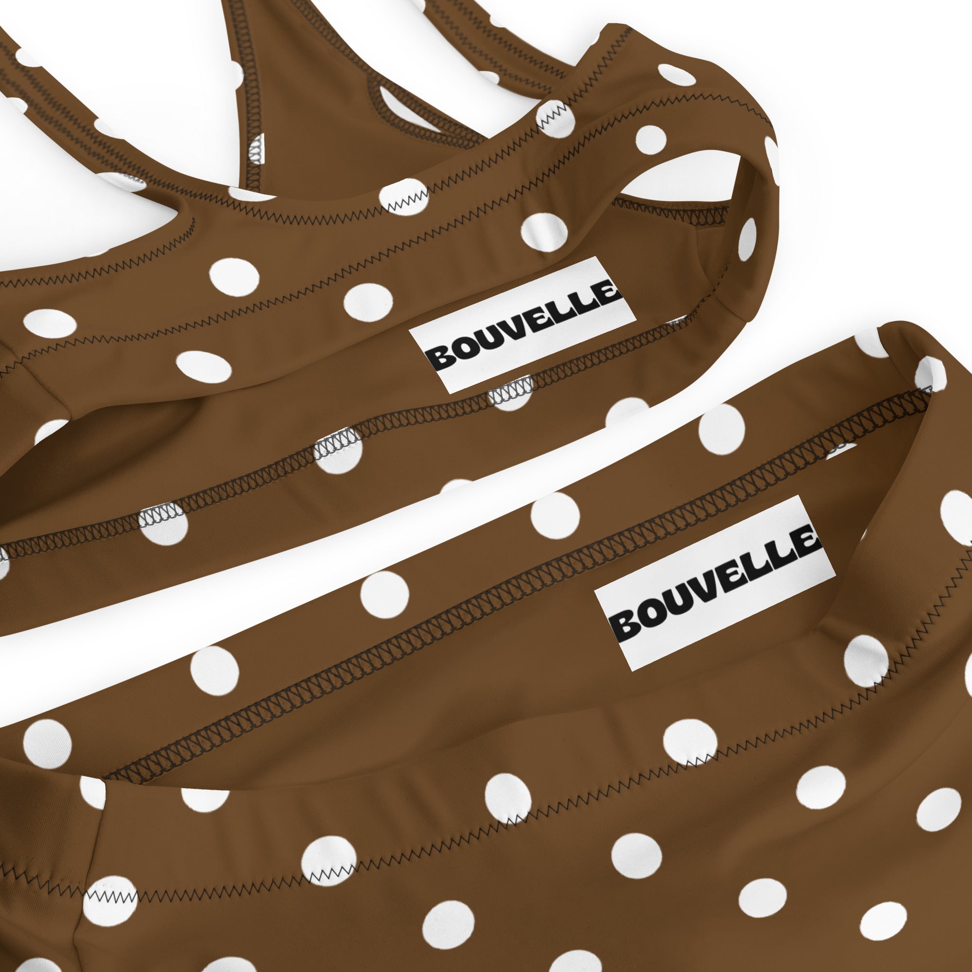 Women's Brown Polka Dot Recycled Bikini - Removable Padding, Buttery Soft Quick-Drying UPF 50+ Fabric