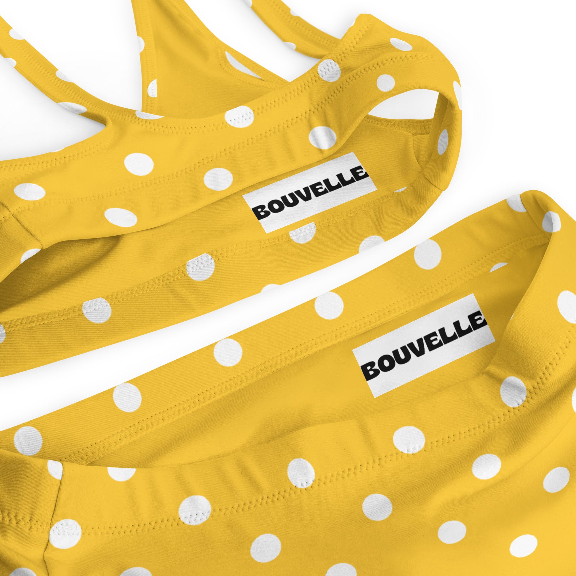 Women's Yellow Polka Dot Recycled Bikini - Removable Padding, Buttery Soft Quick-Drying UPF 50+ Fabric
