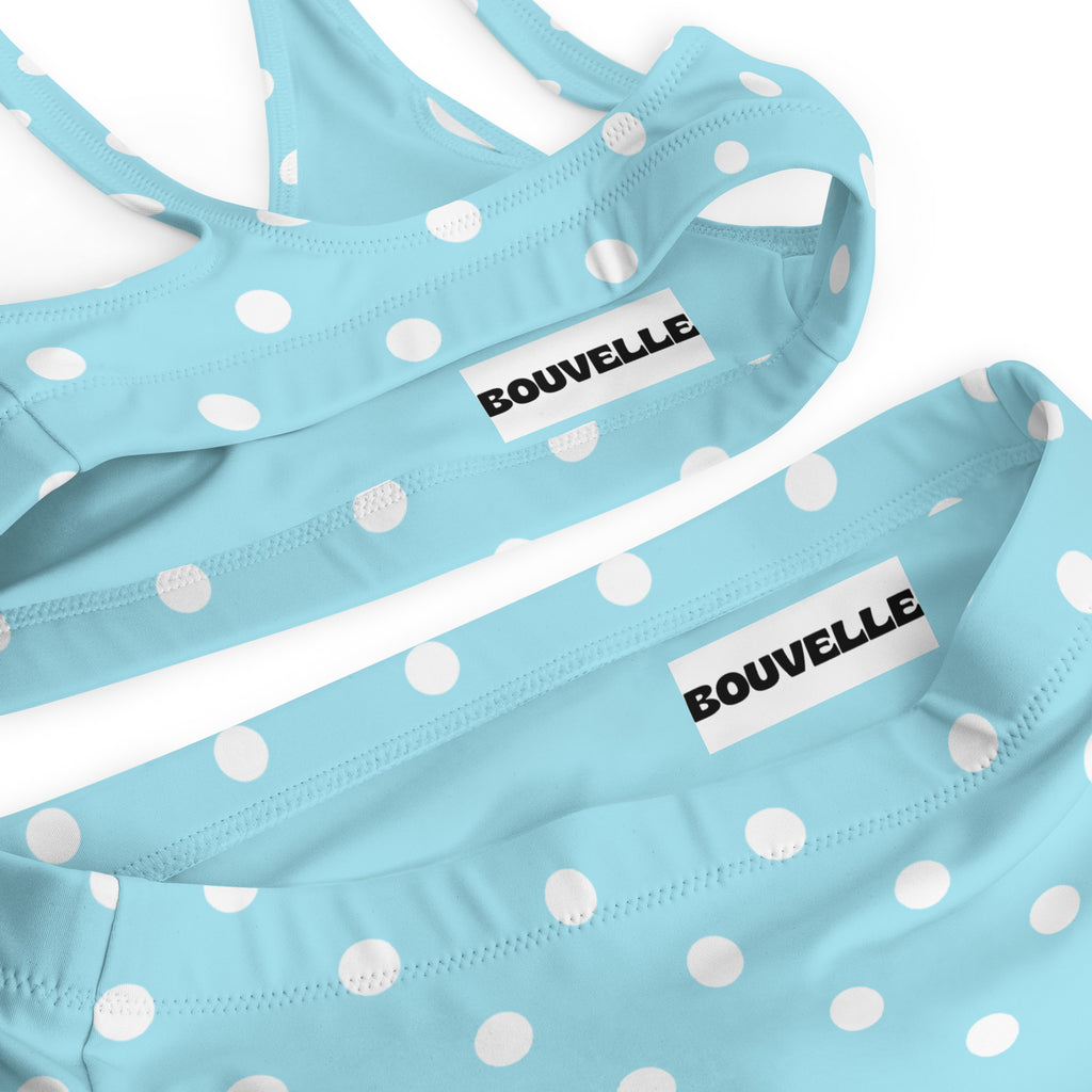 Women's Light Blue Polka Dot Recycled Bikini - Removable Padding, Buttery Soft Quick-Drying UPF 50+ Fabric