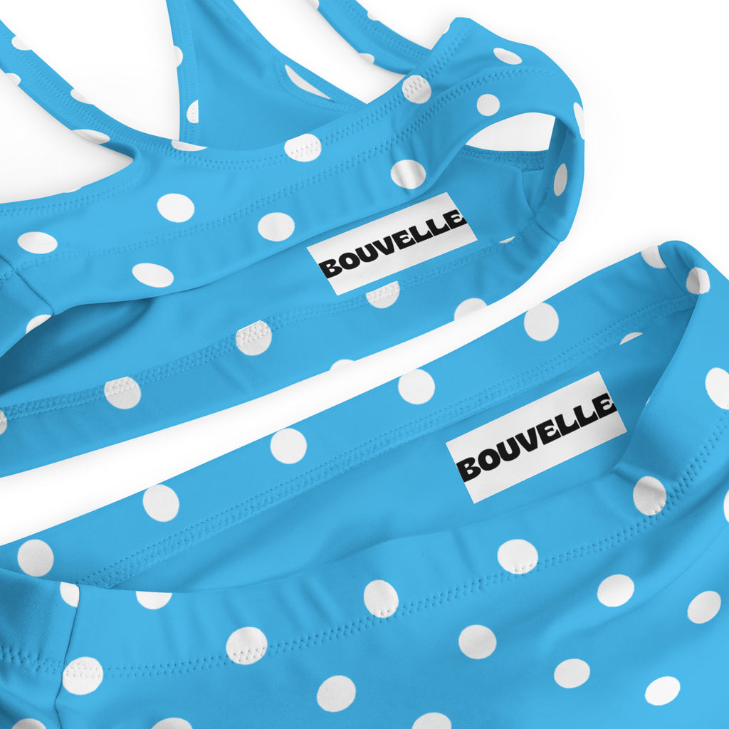 Women's Blue Polka Dot Recycled Bikini - Removable Padding, Buttery Soft Quick-Drying UPF 50+ Fabric