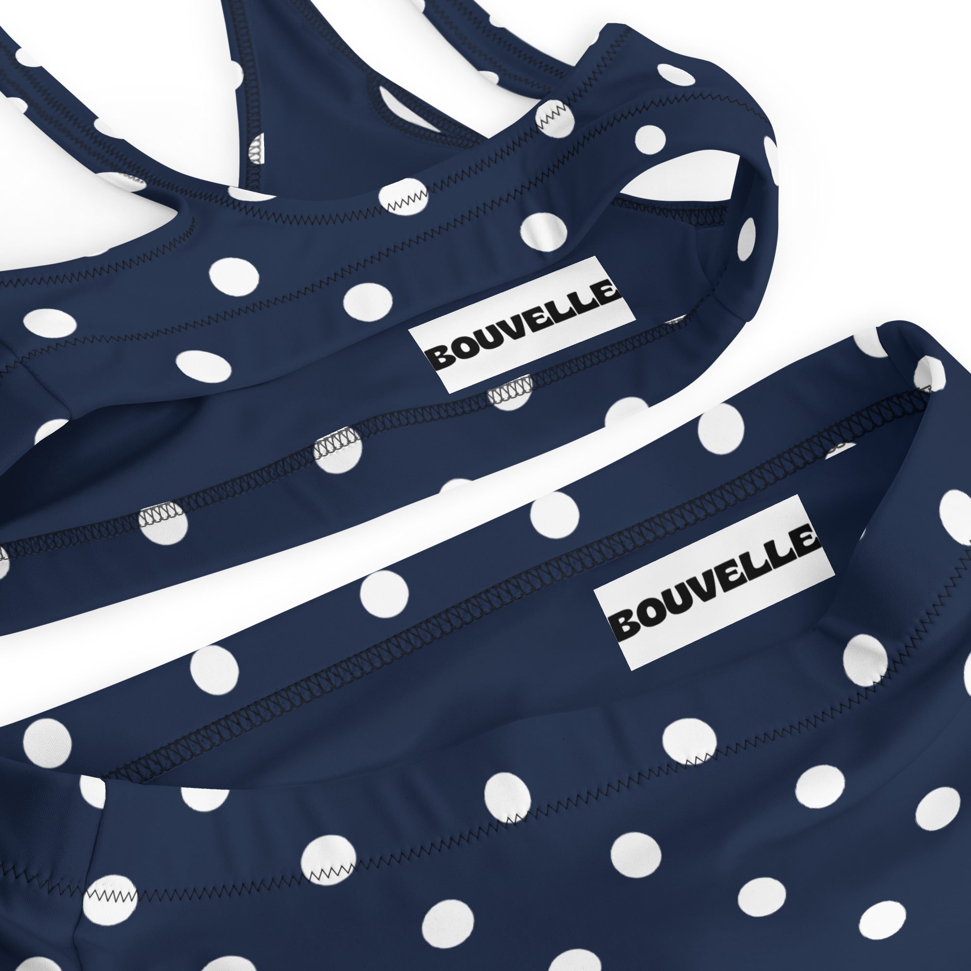 Women's Dark Navy Blue Polka Dot Recycled Bikini - Removable Padding, Buttery Soft Quick-Drying UPF 50+ Fabric
