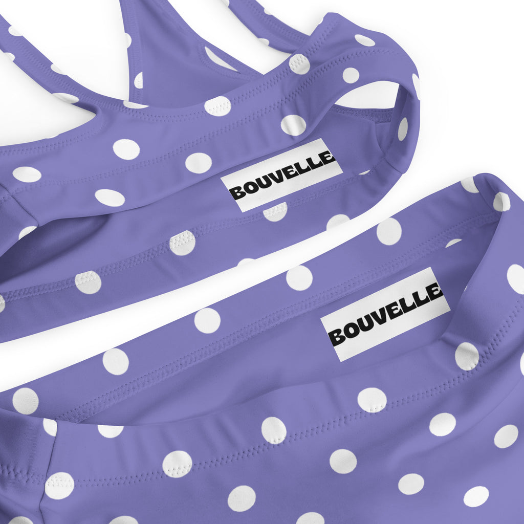 Women's Purple Polka Dot Recycled Bikini - Removable Padding, Buttery Soft Quick-Drying UPF 50+ Fabric