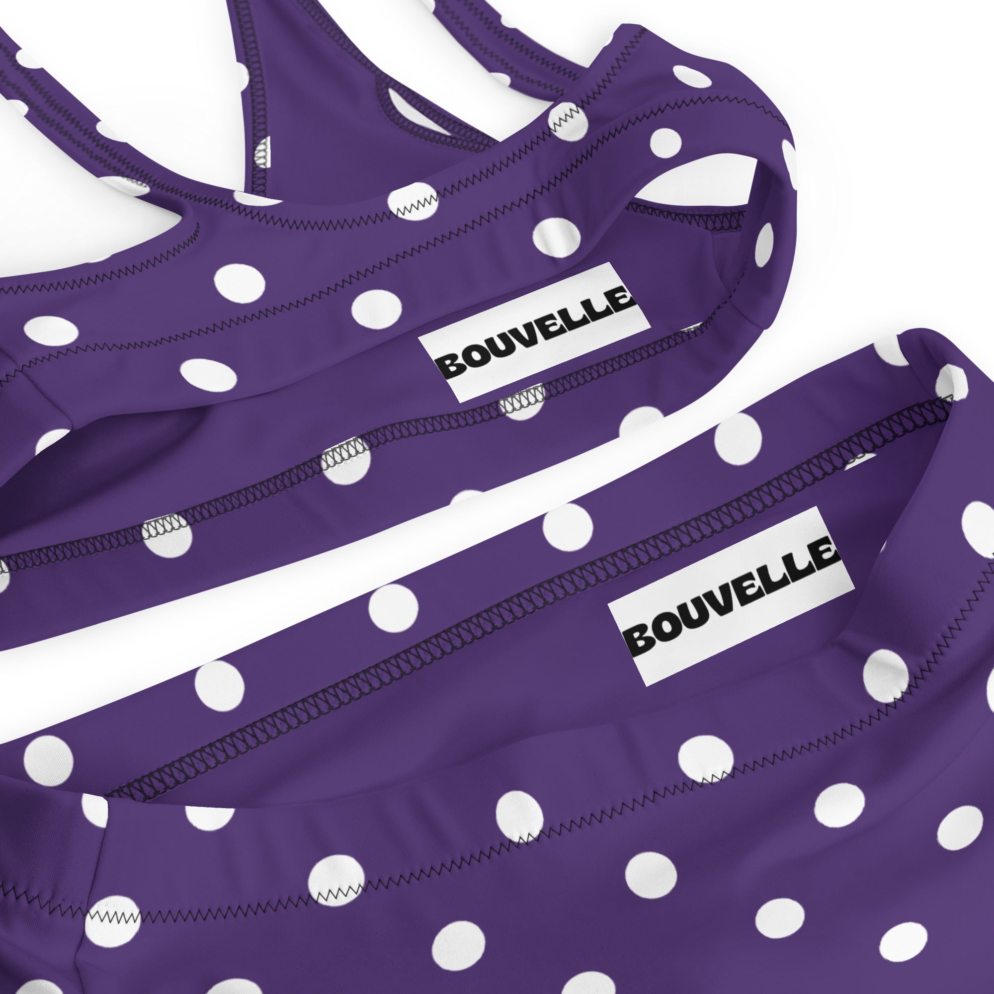 Women's Dark Purple Polka Dot Recycled Bikini - Removable Padding, Buttery Soft Quick-Drying UPF 50+ Fabric