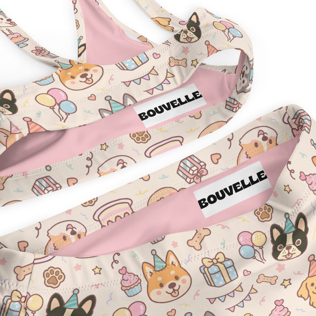 Women's Dog Birthday Recycled Bikini - Removable Padding, Buttery Soft Quick-Drying UPF 50+ Fabric