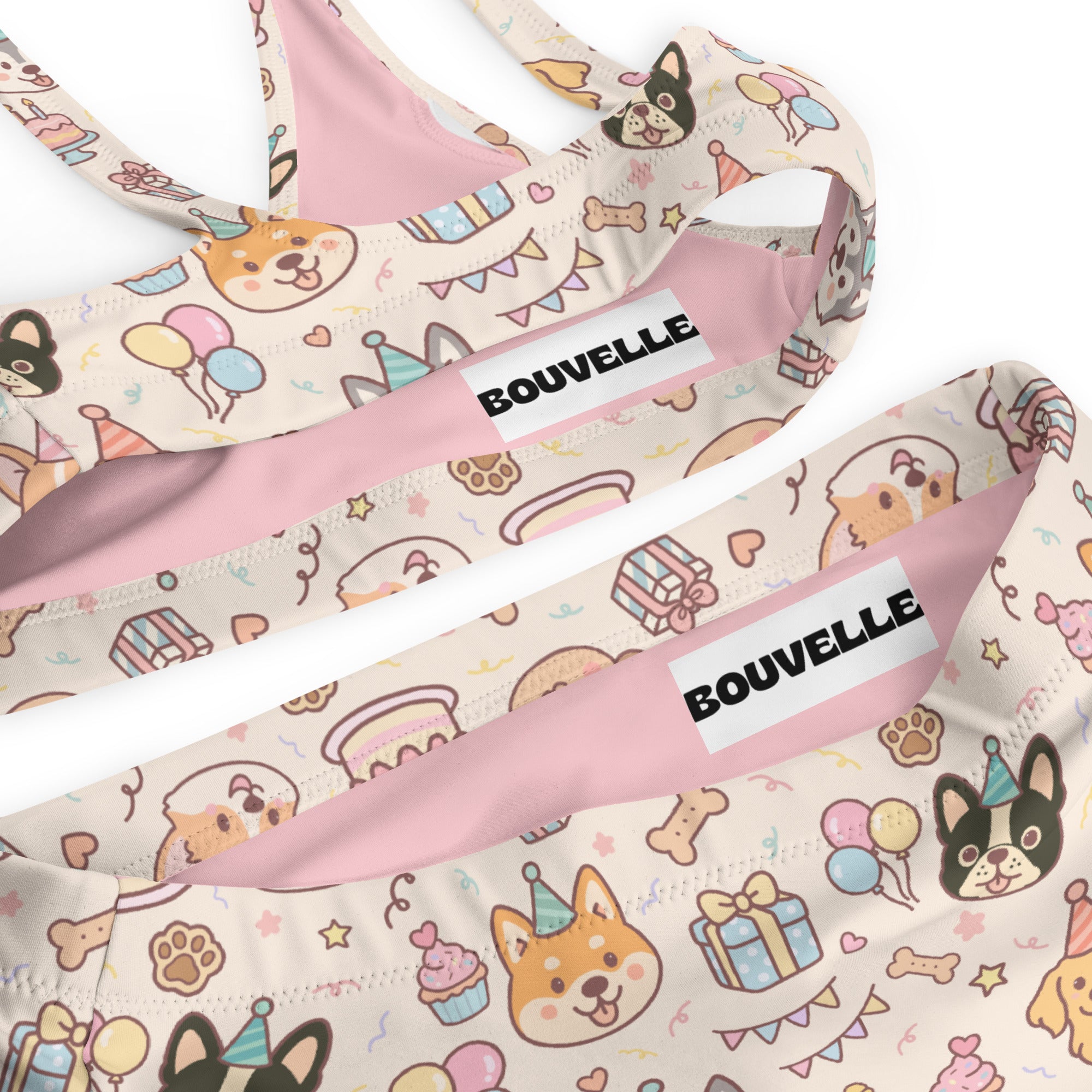Women's Dog Birthday Recycled Bikini - Removable Padding, Buttery Soft Quick-Drying UPF 50+ Fabric