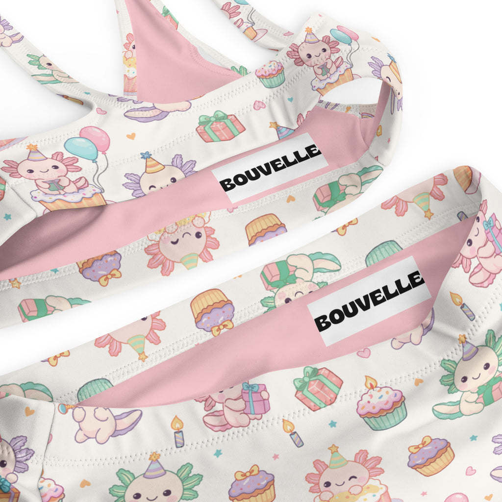 Women's Axolotl Birthday Recycled Bikini - Removable Padding, Buttery Soft Quick-Drying UPF 50+ Fabric