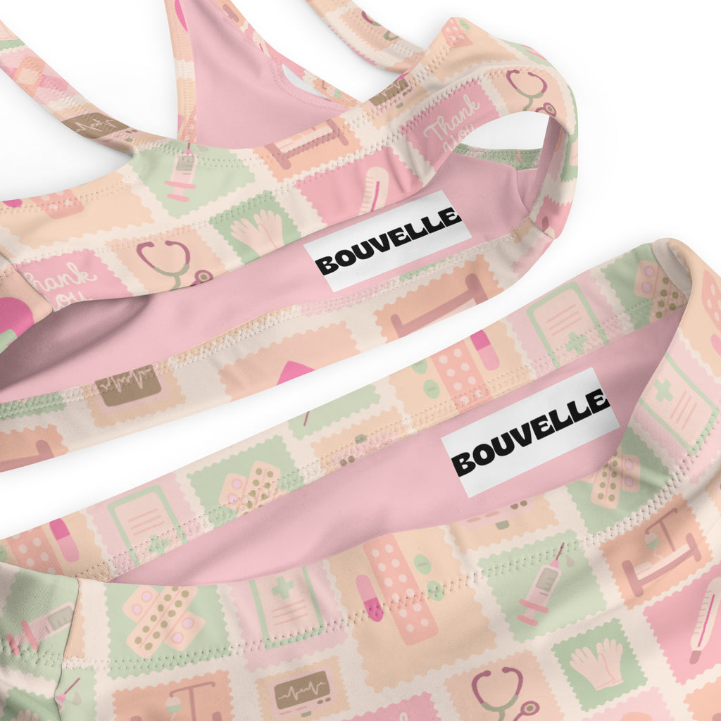 Women's Pink Nurse Icon Recycled Bikini - Removable Padding, Buttery Soft Quick-Drying UPF 50+ Fabric