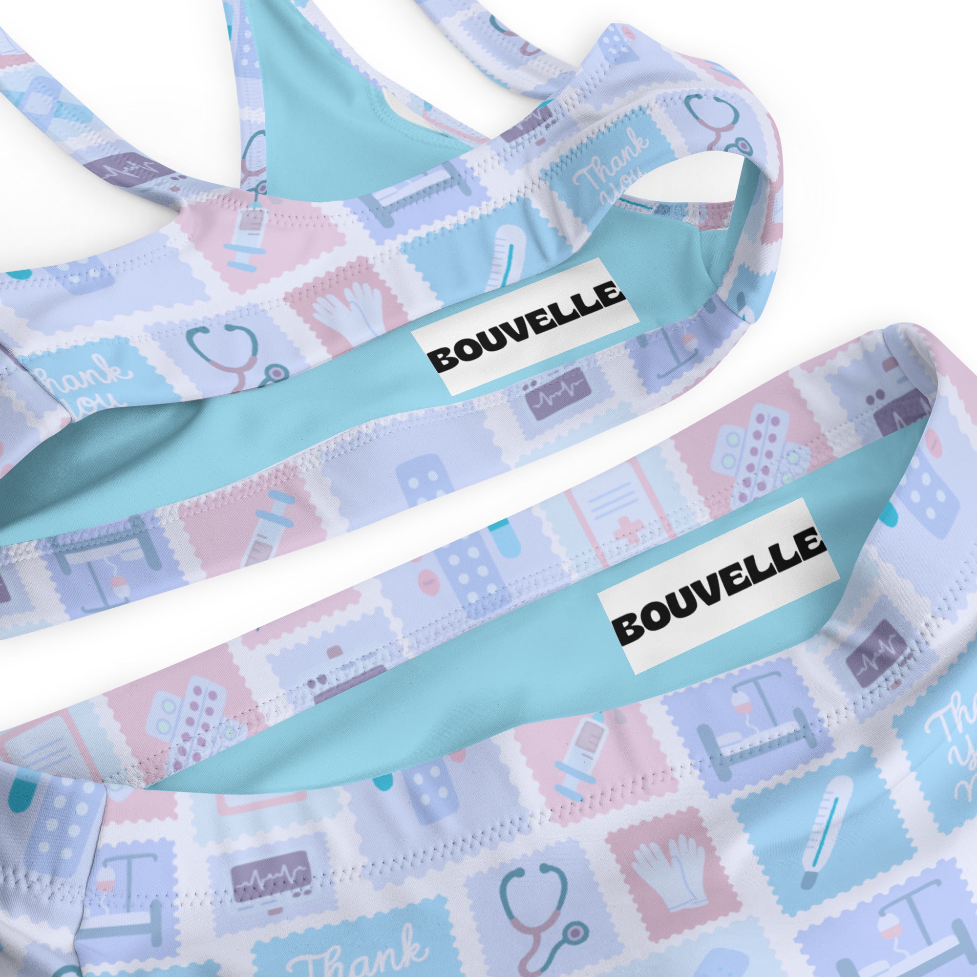 Women's Blue Nurse Icon Recycled Bikini - Removable Padding, Buttery Soft Quick-Drying UPF 50+ Fabric