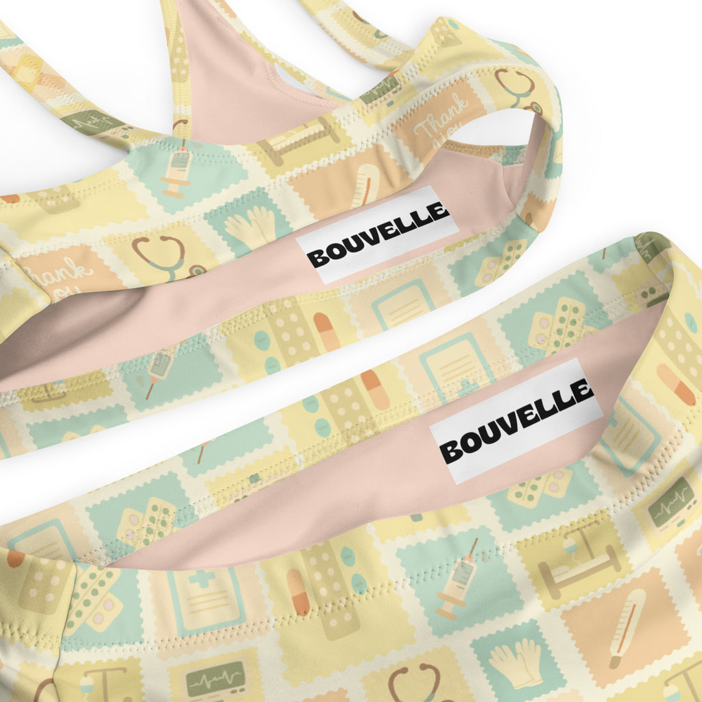 Women's Yellow Nurse Icon Recycled Bikini - Removable Padding, Buttery Soft Quick-Drying UPF 50+ Fabric