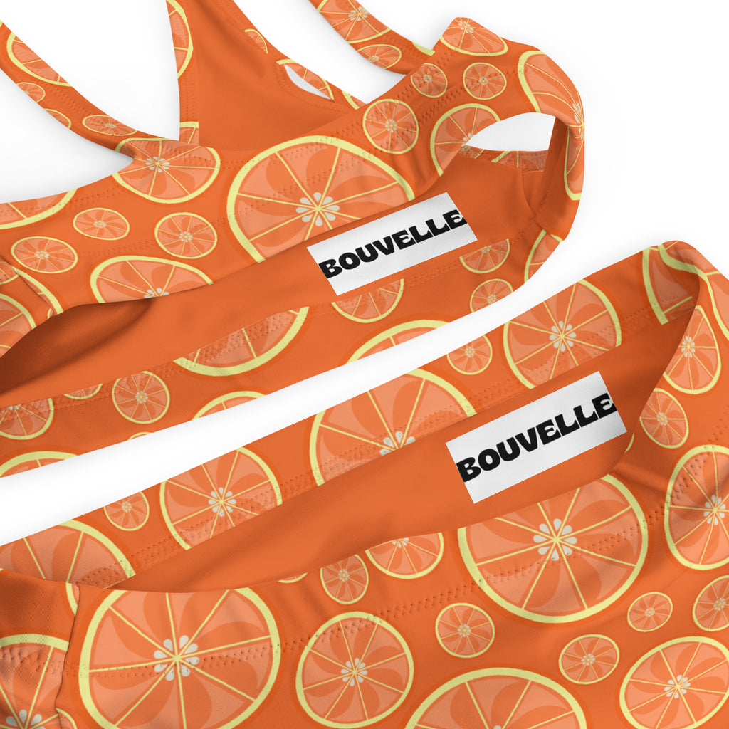 Women's Orange Citrus Recycled Bikini - Removable Padding, Buttery Soft Quick-Drying UPF 50+ Fabric