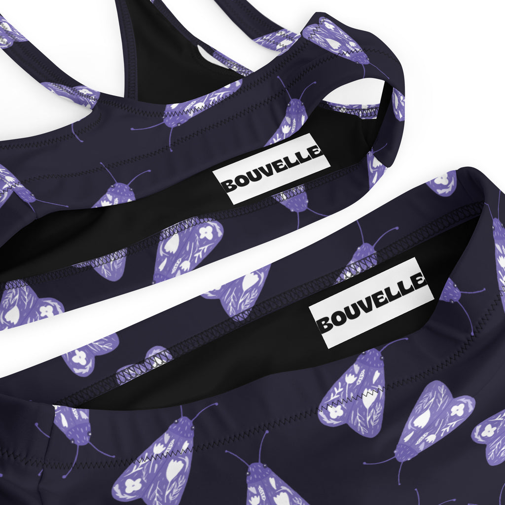 Women's Purple Moth Recycled Bikini - Removable Padding, Buttery Soft Quick-Drying UPF 50+ Fabric