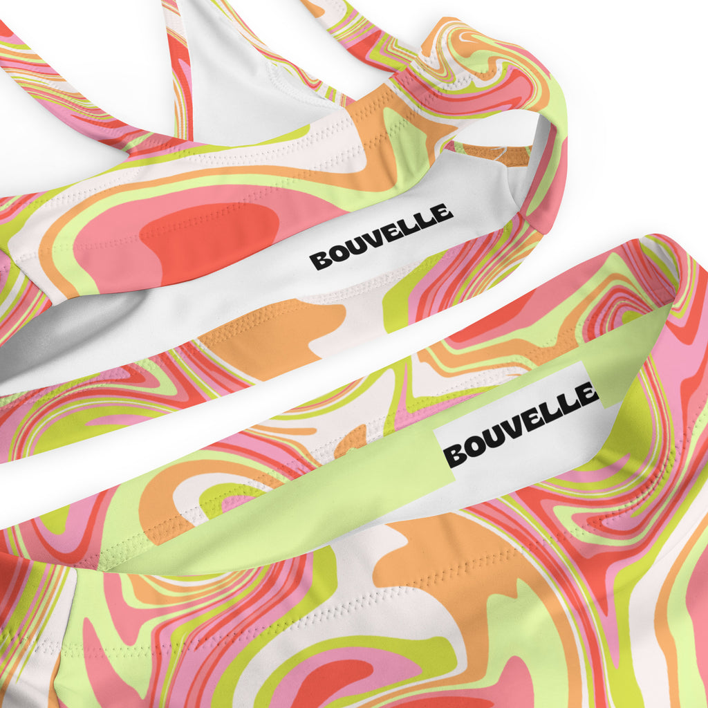 Women's Retro Swirl Recycled Bikini - Removable Padding, Buttery Soft Quick-Drying UPF 50+ Fabric