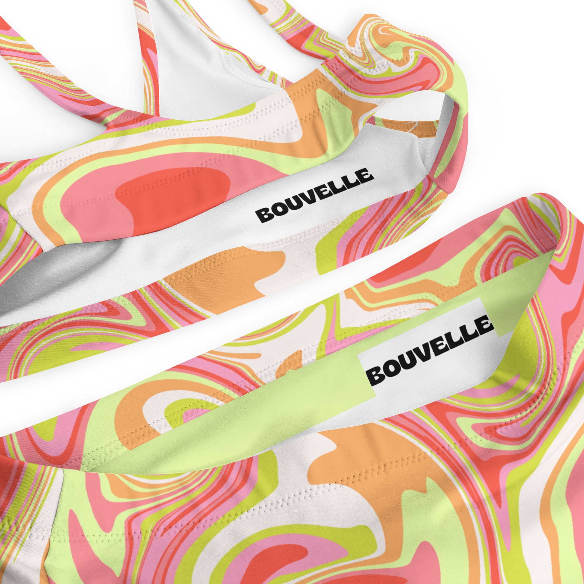 Women's Retro Swirl Recycled Bikini - Removable Padding, Buttery Soft Quick-Drying UPF 50+ Fabric
