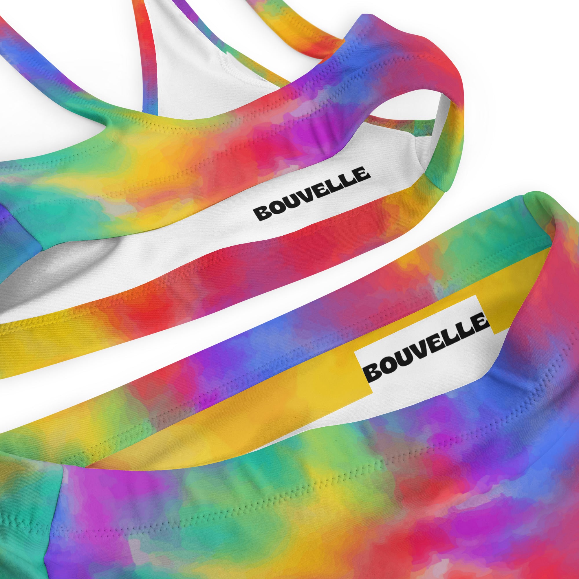 Women's Bright Watercolor Tie Dye Recycled Bikini - Removable Padding, Buttery Soft Quick-Drying UPF 50+ Fabric