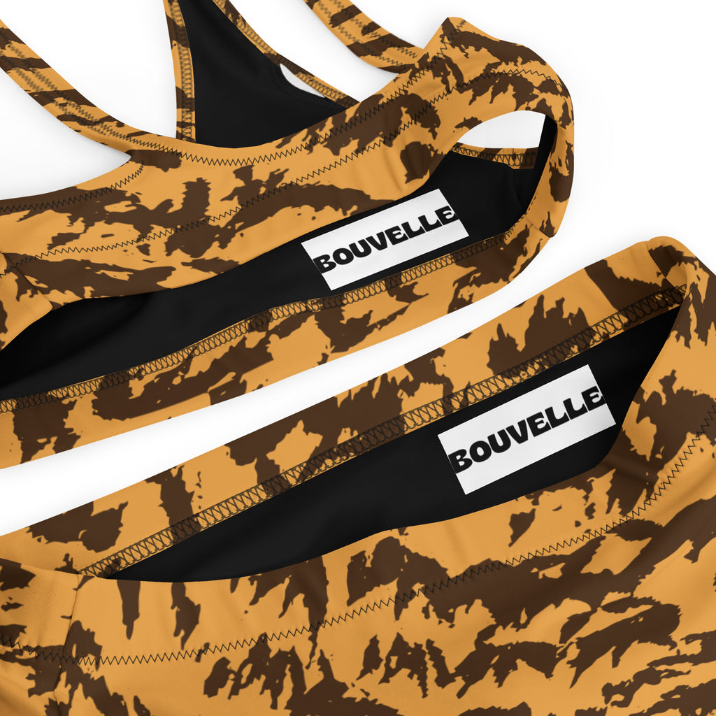 Women's Brown Tiger Print Recycled Bikini - Removable Padding, Buttery Soft Quick-Drying UPF 50+ Fabric