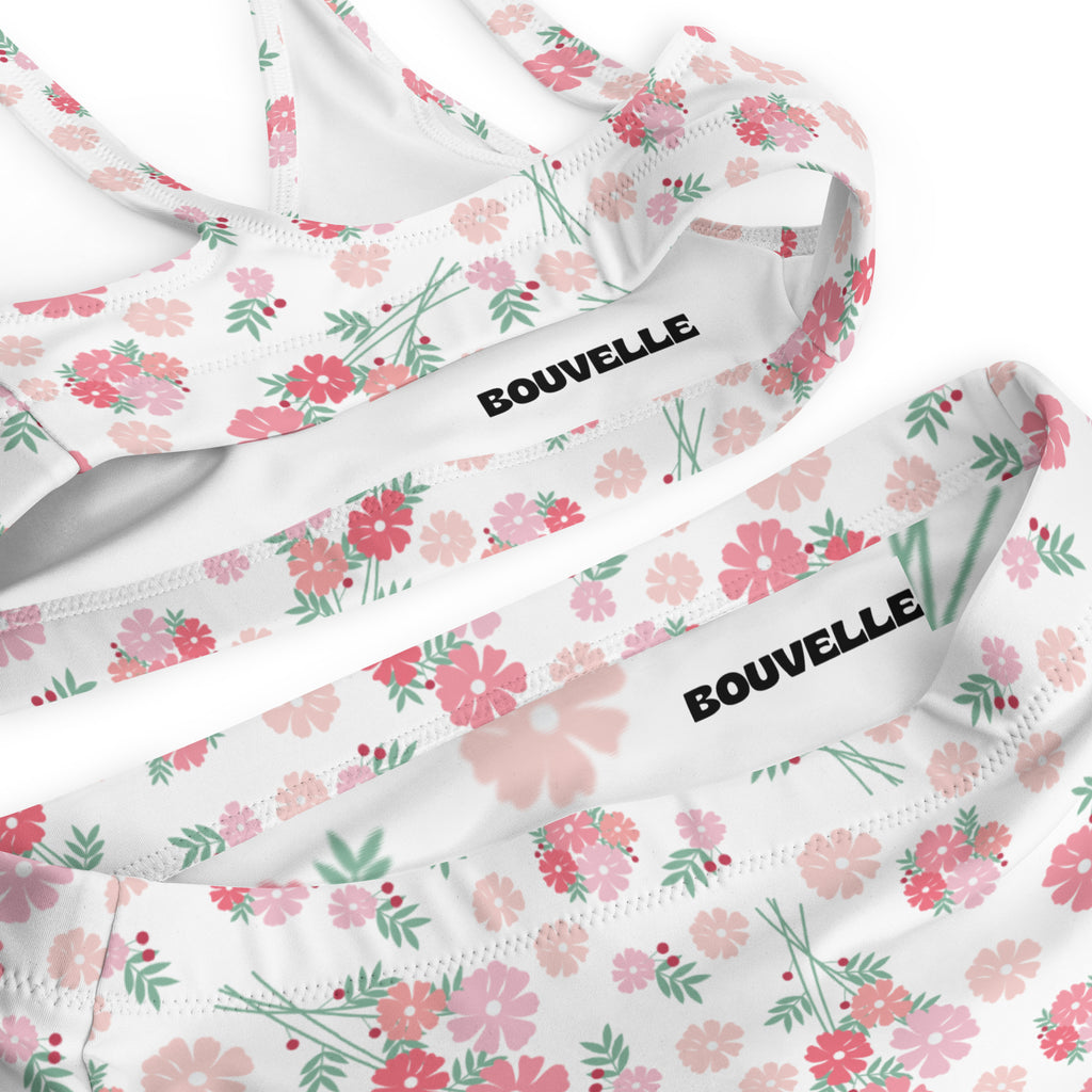 Women's Pink Wildflower Recycled Bikini - Removable Padding, Buttery Soft Quick-Drying UPF 50+ Fabric