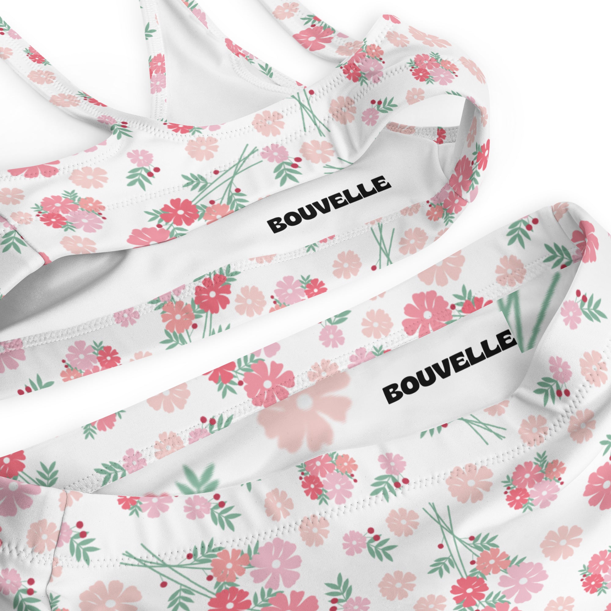 Women's Pink Wildflower Recycled Bikini - Removable Padding, Buttery Soft Quick-Drying UPF 50+ Fabric