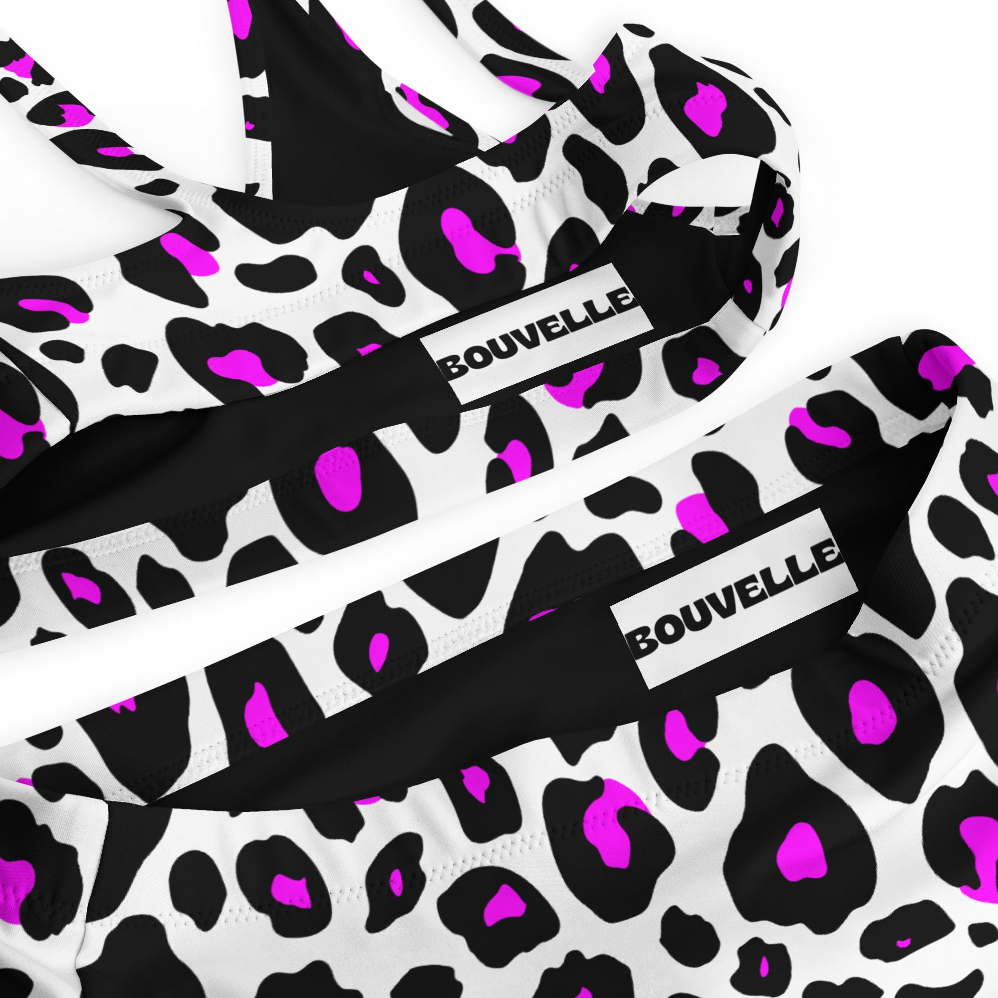 Women's Purple Leopard Print Recycled Bikini - Removable Padding, Buttery Soft Quick-Drying UPF 50+ Fabric