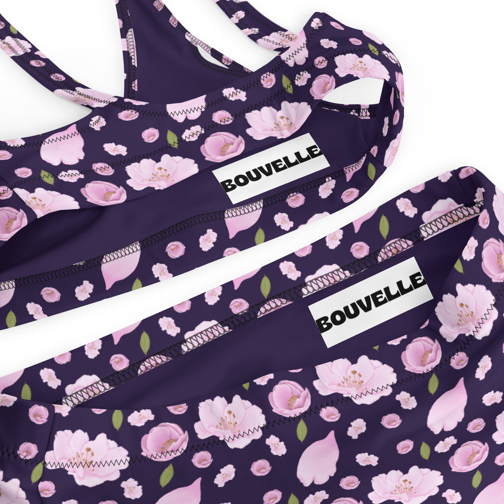 Women's Dark Purple Floral Recycled Bikini - Removable Padding, Buttery Soft Quick-Drying UPF 50+ Fabric
