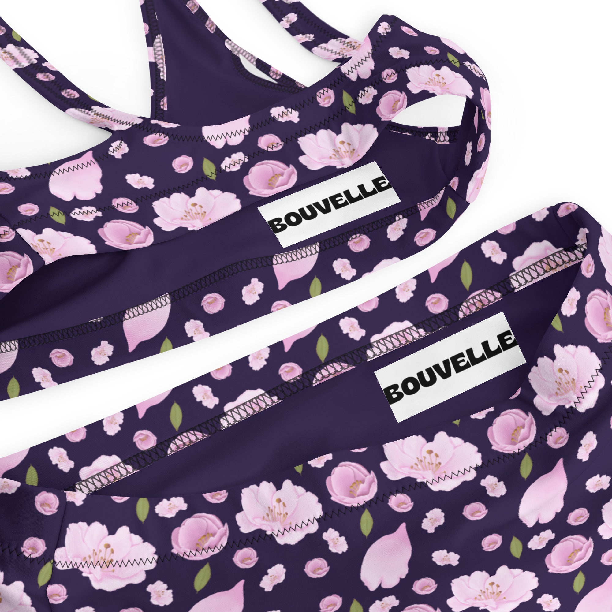 Women's Dark Purple Floral Recycled Bikini - Removable Padding, Buttery Soft Quick-Drying UPF 50+ Fabric