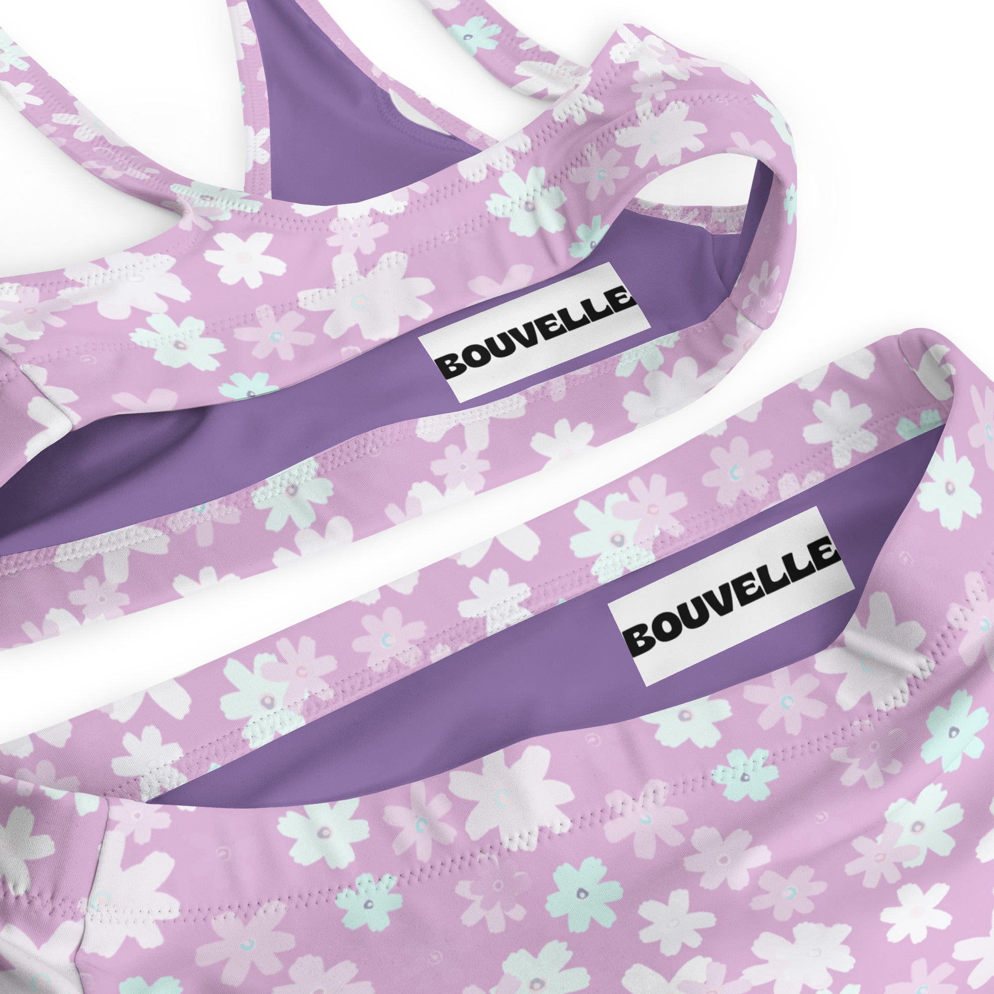 Women's Lavender Floral Recycled Bikini - Removable Padding, Buttery Soft Quick-Drying UPF 50+ Fabric