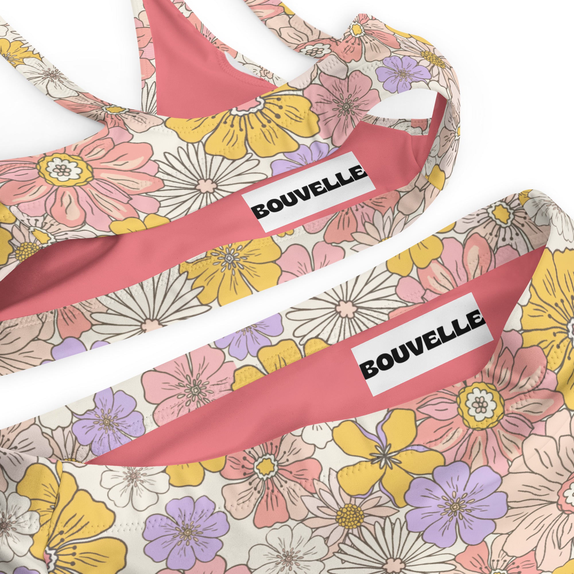 Women's Vintage Garden Floral Recycled Bikini - Removable Padding, Buttery Soft Quick-Drying UPF 50+ Fabric