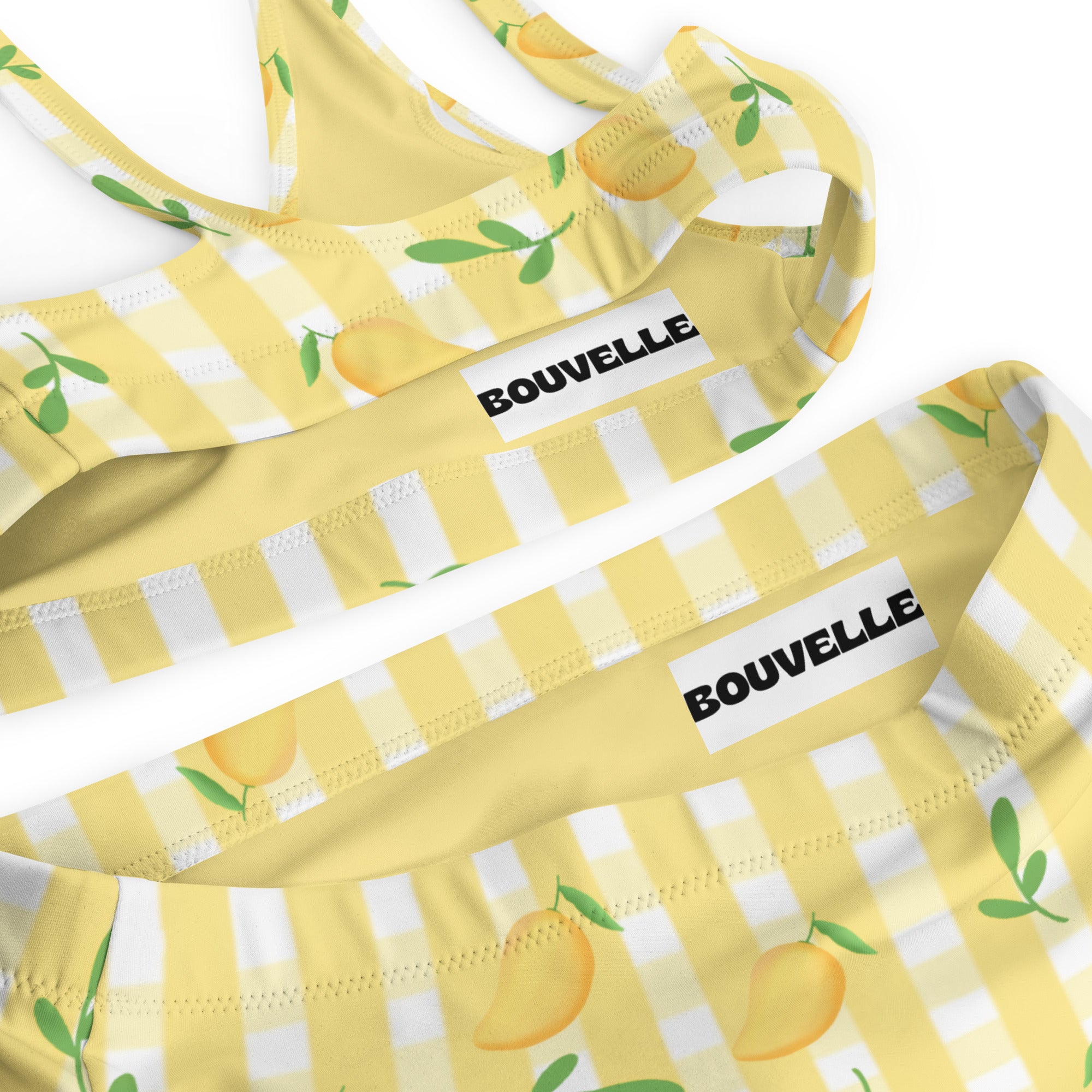 Women's Lemon Gingham Recycled Bikini - Removable Padding, Buttery Soft Quick-Drying UPF 50+ Fabric