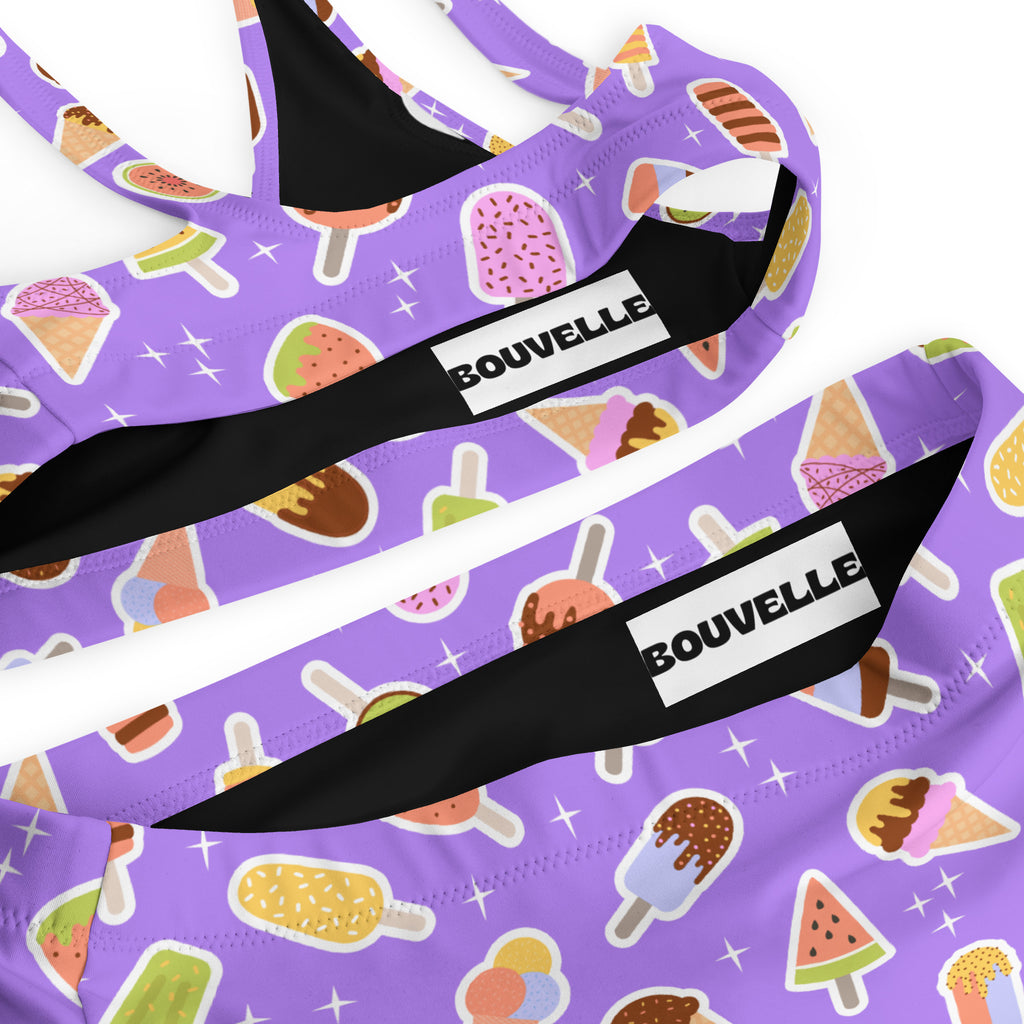 Women's Purple Ice Cream Popsicle Recycled Bikini - Removable Padding, Buttery Soft Quick-Drying UPF 50+ Fabric
