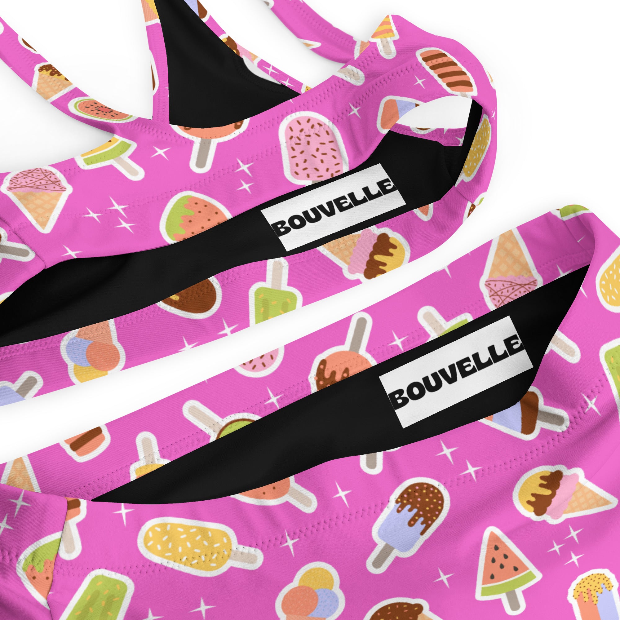 Women's Pink Ice Cream Popsicle Recycled Bikini - Removable Padding, Buttery Soft Quick-Drying UPF 50+ Fabric