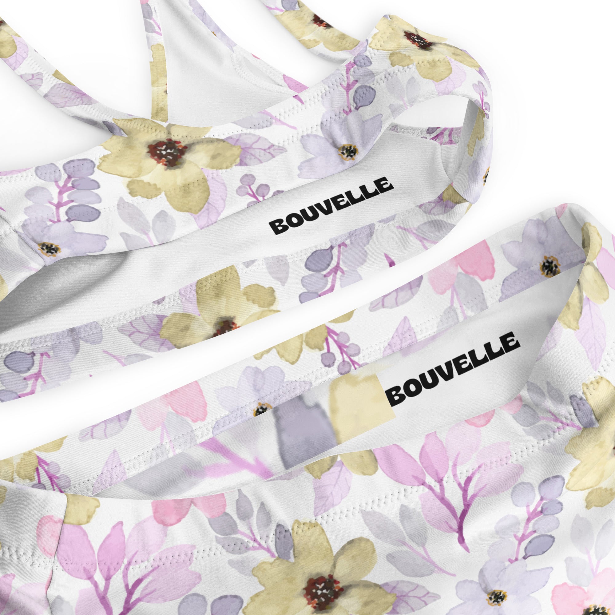 Women's Watercolor Floral Recycled Bikini - Removable Padding, Buttery Soft Quick-Drying UPF 50+ Fabric