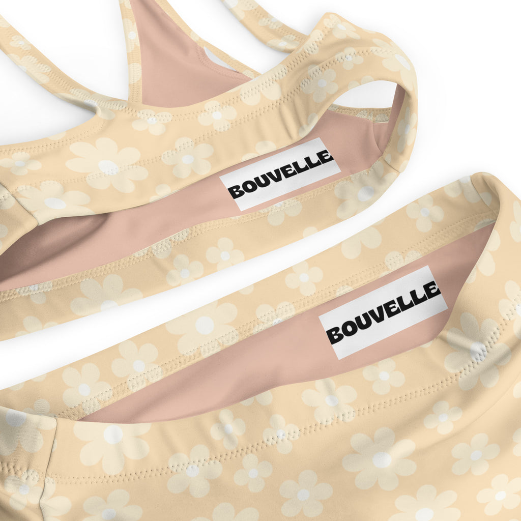 Women's Cream Daisy Recycled Bikini - Removable Padding, Buttery Soft Quick-Drying UPF 50+ Fabric