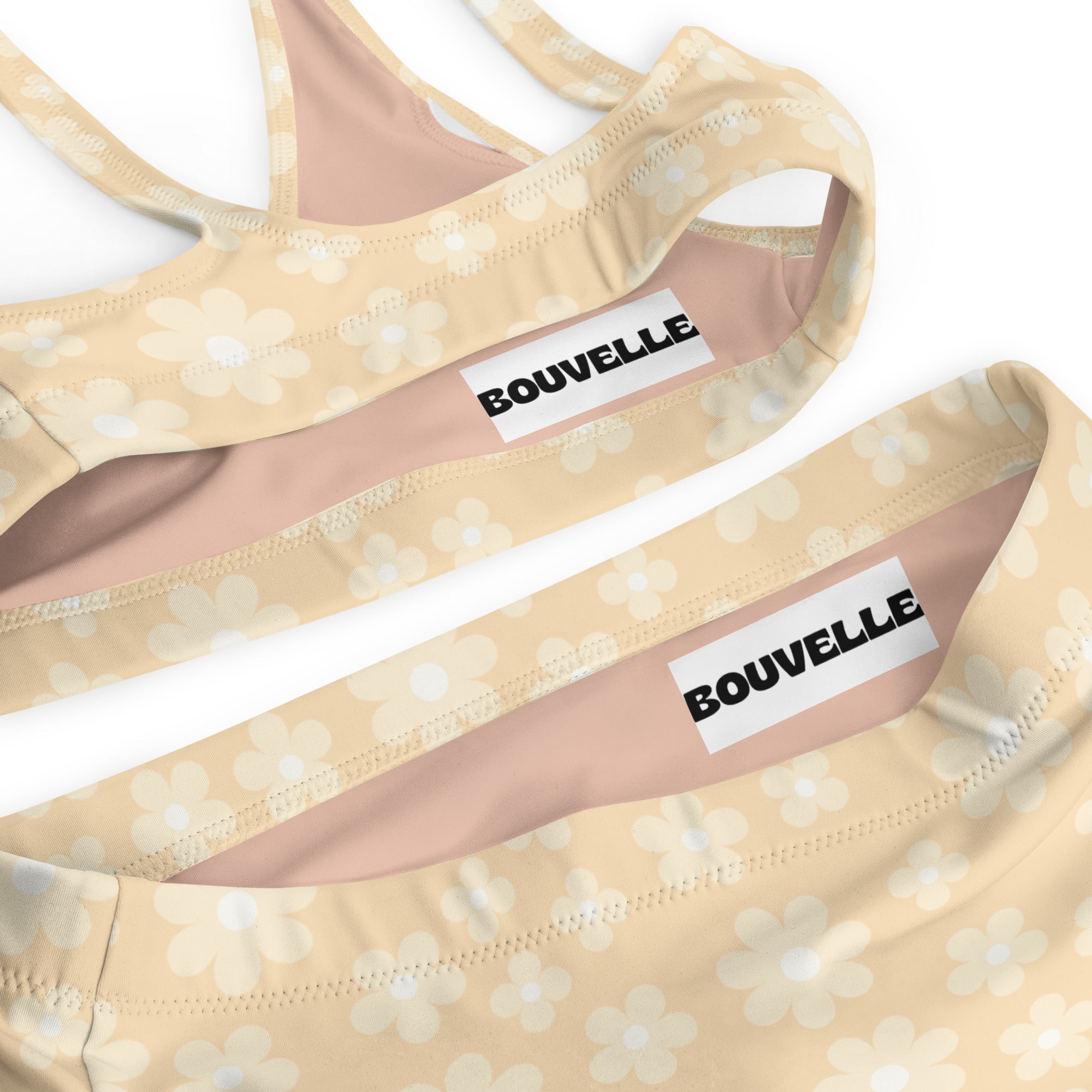 Women's Cream Daisy Recycled Bikini - Removable Padding, Buttery Soft Quick-Drying UPF 50+ Fabric