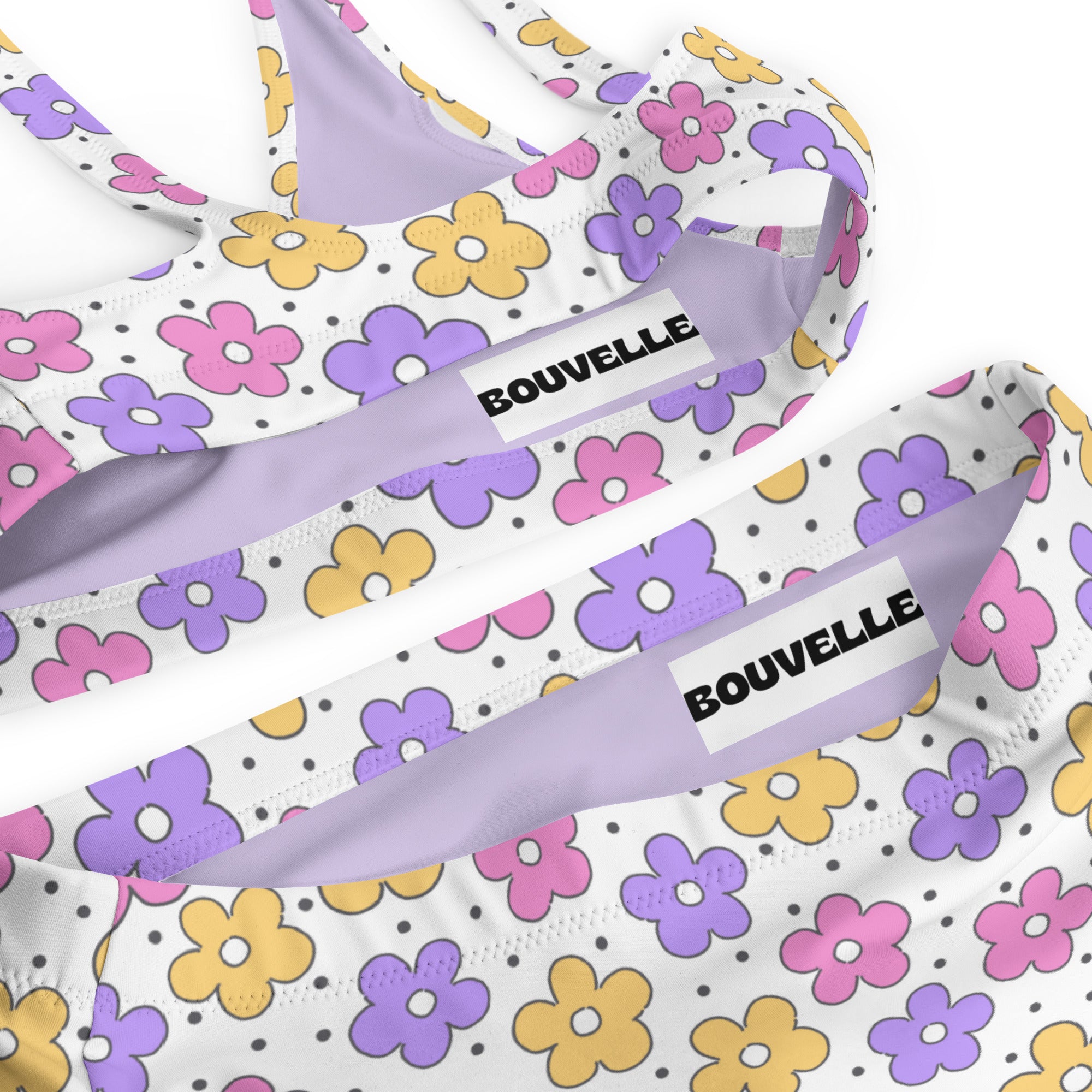 Women's Spring Retro Flowers Recycled Bikini - Removable Padding, Buttery Soft Quick-Drying UPF 50+ Fabric