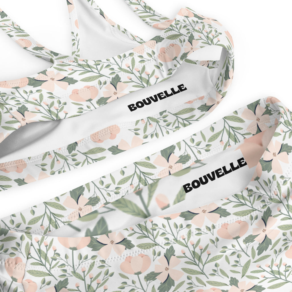 Women's White Blush Botanical Recycled Bikini - Removable Padding, Buttery Soft Quick-Drying UPF 50+ Fabric