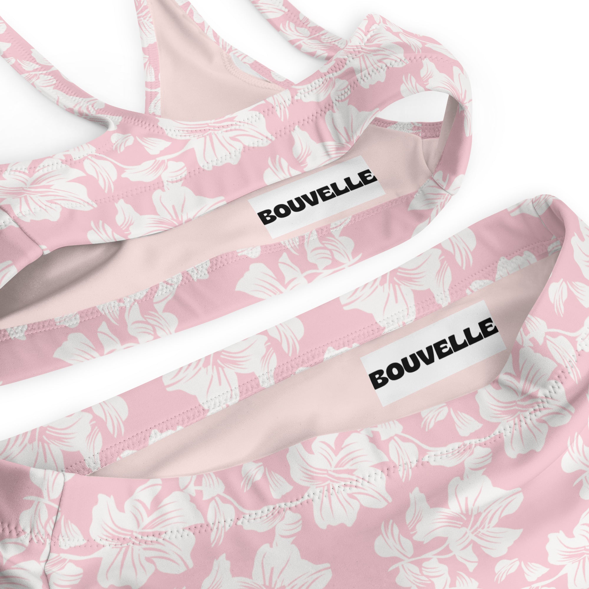 Women's Pink Tropical Floral Recycled Bikini - Removable Padding, Buttery Soft Quick-Drying UPF 50+ Fabric