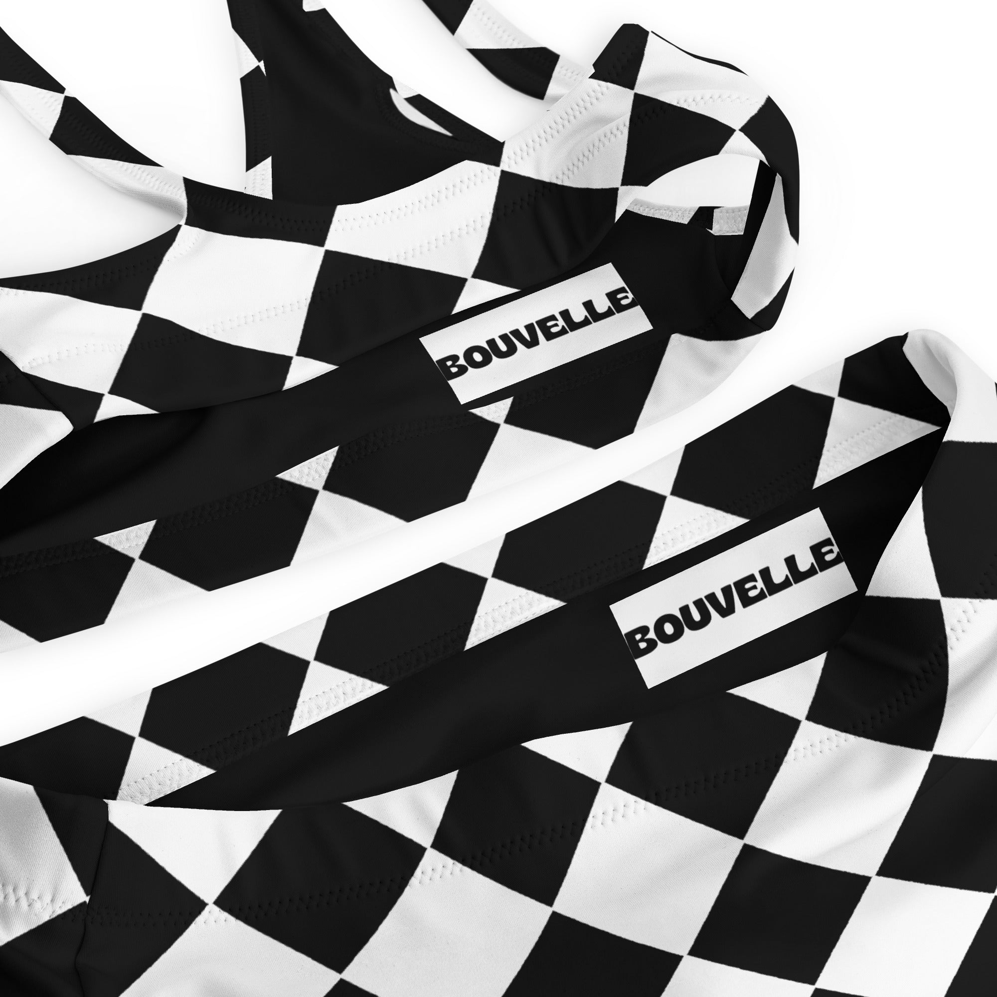 Women's Checkered Recycled Bikini - Removable Padding, Buttery Soft Quick-Drying UPF 50+ Fabric